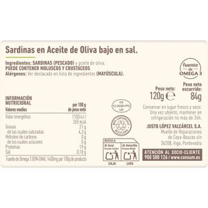 Sardina Aceite de Oliva Bajo en Sal
