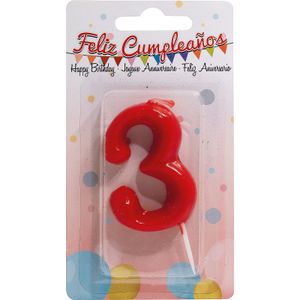 Vela de Aniversario Roja, Número 3