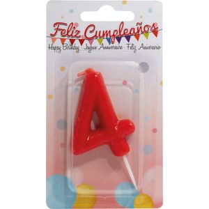 Vela de Aniversario Roja, Número 4