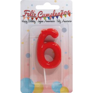 Vela de Aniversario Roja, Número 6