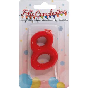 Vela de Aniversario Roja, Número 8