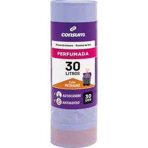 Bolsa Basura Autocierre Lila Perfumada 30 Litros