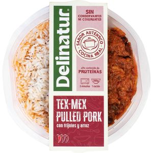 Tex-Mex Pulled Pork Con Frijoles y Arroz