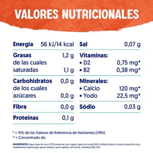 Bebida de Coco Sin Azúcar ni Edulcorante