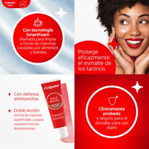 Sisena imatge del producte Dentífric Max White Taques de Cafè, Te Vi de la marca COLGATE