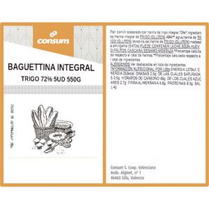 Baguettina de Harina Integral 72%