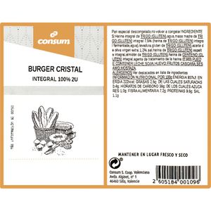 Burger Cristal 100% Integral 2 unidades