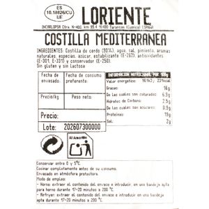 Tercera imatge del producte Costella de Porc Mediterrània de la marca LORIENTE